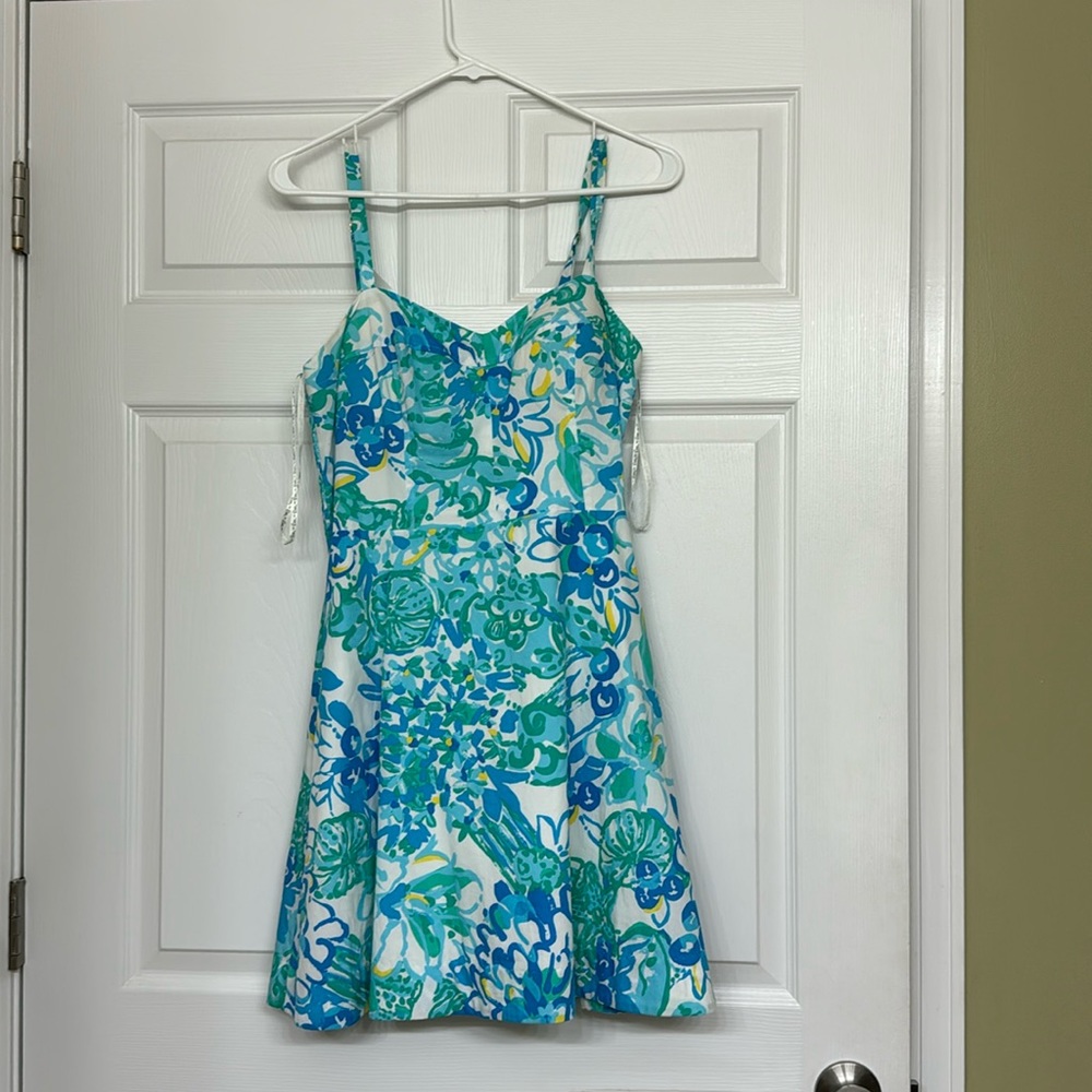 Lilly Pulitzer Blue and Green Floral Mini Dress